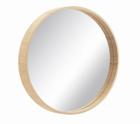 Rundt BD art spejl i skandinavisk træ 70 cm naturlig 1 stk.