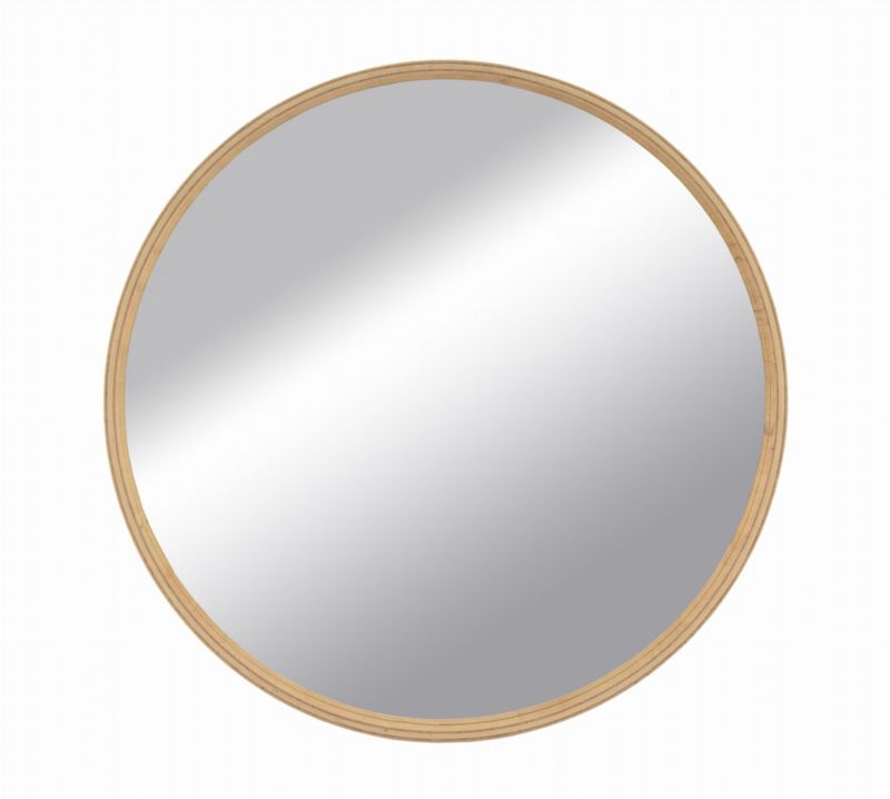 Rundt BD art spejl i skandinavisk træ 70 cm naturlig 1 stk.