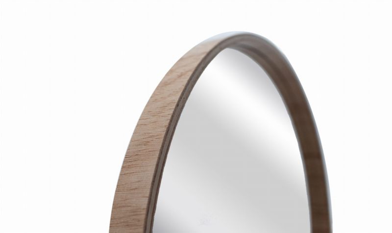 Rundt BD art spejl i skandinavisk træ 70 cm naturlig 1 stk.
