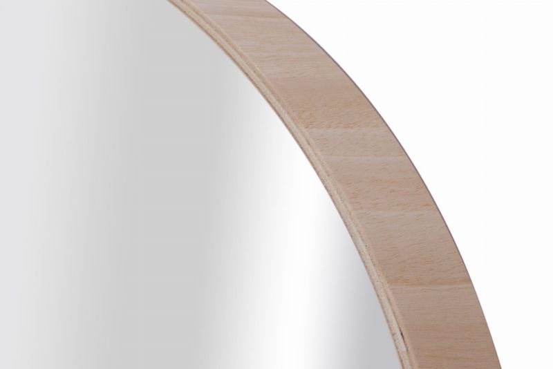 Rundt BD art spejl i træ 70 cm naturligt dybt eksotisk træ 1 stk.