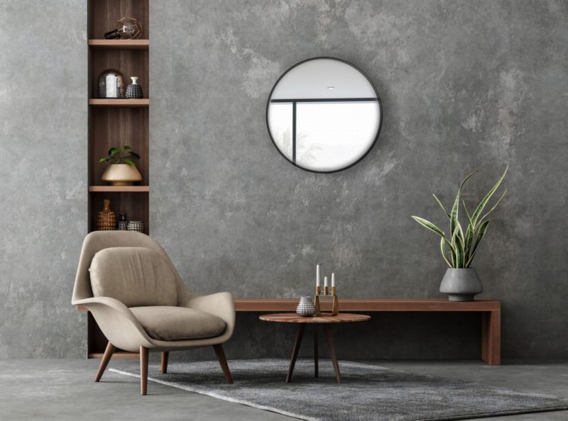 Rundt træspejl i loftstil BD art 60 cm sort 1 stk.