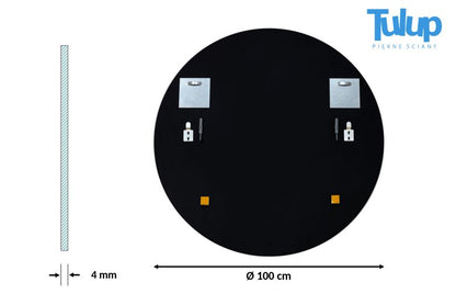 Stort rundt Tulup-spejl 100 cm uden ramme – elegant design, 1 stk.