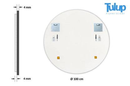 Rundt Tulup-spejl med hvid ramme 100 cm til moderne indretning, 1 stk.