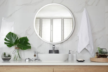 Rundt Tulup-spejl med hvid ramme 60 cm – designklassiker til stuen, 1 stk.