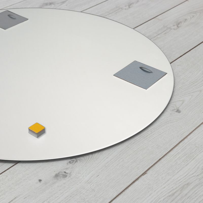 Rundt Tulup-spejl med hvid ramme 90 cm til garderobe, 1 stk.