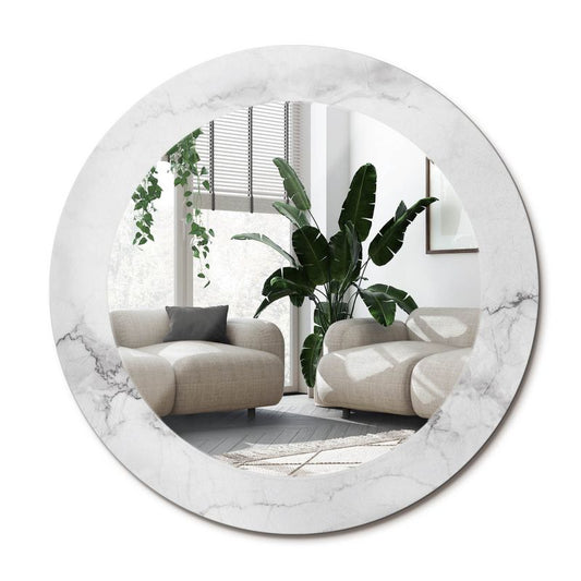 Rundt spejl Tulup hvid marmor 60 cm med subtil bundplade, 1 stk.