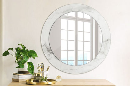 Rundt spejl Tulup hvid marmor 60 cm med subtil bundplade, 1 stk.