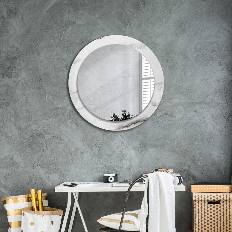 Rundt spejl Tulup hvid marmor 70 cm med subtil bundplade, 1 stk.