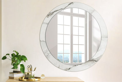 Rundt spejl Tulup hvid marmor 80 cm med subtil bagplade, 1 stk.