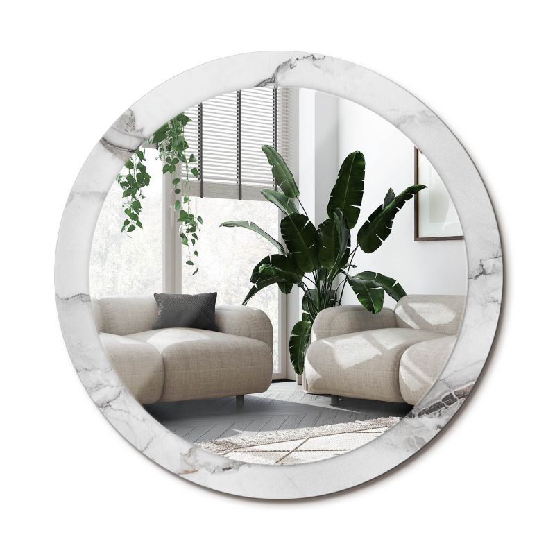 Rundt spejl Tulup hvid marmor 90 cm subtilt på bagplade 1 stk.