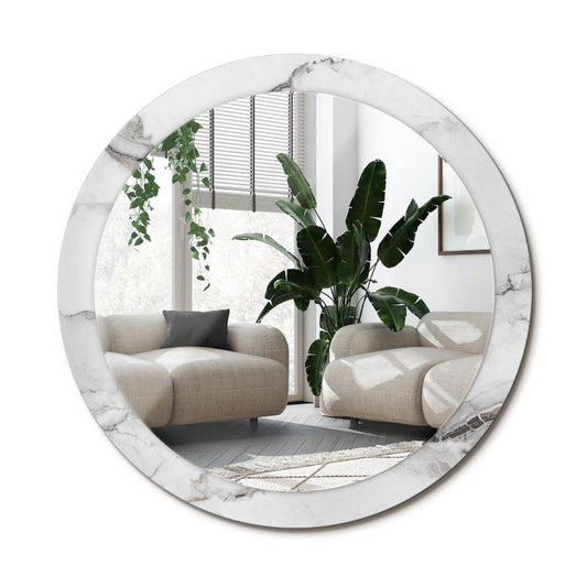 Rundt spejl Tulup hvid marmor 90 cm subtilt på bagplade 1 stk.
