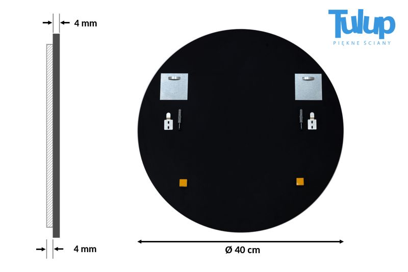 Rundt Tulup-spejl med sort ramme 40 cm – minimalistisk til badeværelset, 1 stk.