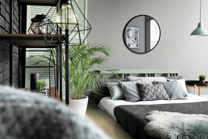 Rundt spejl Tulup med sort ramme 80 cm – stilfuldt design, 1 stk.