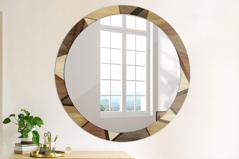 Rundt Tulup Geometrisk Spejl i 3D Træ, 100 cm, Stilfuldt på Underlag, 1 stk.