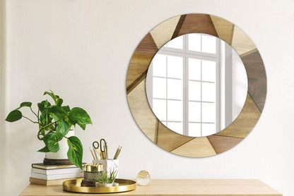 Rundt Tulup Geometrisk Spejl i 3D-træ 50 cm med Stilfuld Bagplade, 1 stk.