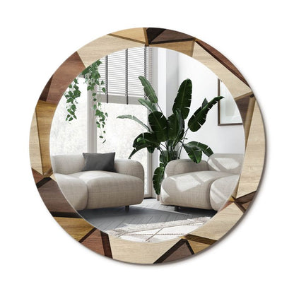 Rundt Tulup Geometrisk Spejl i 3D-træ 80 cm med Stilfuld Bagplade, 1 stk.