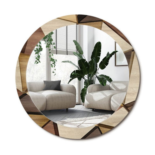 Rundt Tulup Geometrisk Spejl i 3D-træ 80 cm med Stilfuld Bagplade, 1 stk.
