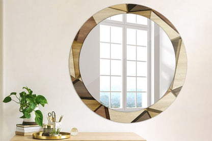 Rundt Tulup Geometrisk Spejl i 3D-træ 80 cm med Stilfuld Bagplade, 1 stk.
