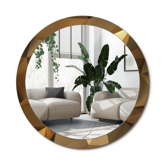 Rundt Tulup-spejl med geometrisk mønster 100 cm designer på bagplade, 1 stk.