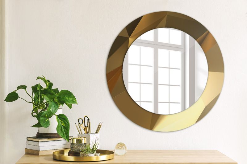 Rundt Tulup-spejl med geometrisk mønster 50 cm – designer på hærdet glasplade, 1 stk.