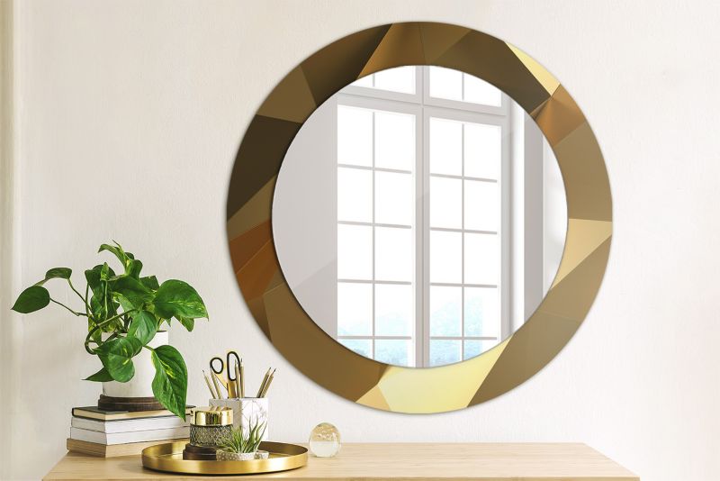 Rundt Tulup-spejl med geometrisk mønster 60 cm - designermodel på hærdet glasplade, 1 stk.