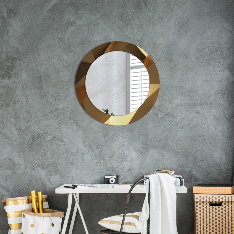 Rundt Tulup-spejl med geometrisk mønster 60 cm - designermodel på hærdet glasplade, 1 stk.