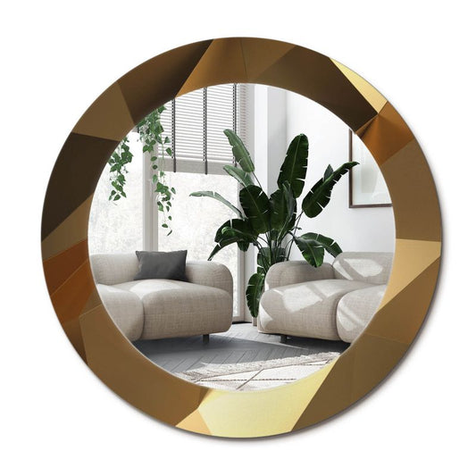 Rundt Tulup-spejl med geometrisk mønster 70 cm - designermodel på glasplade, 1 stk.