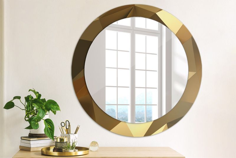 Rundt Tulup-spejl med geometrisk mønster 70 cm - designermodel på glasplade, 1 stk.