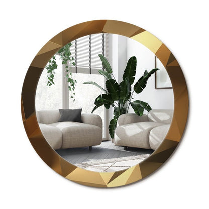 Rundt Tulup-spejl med geometrisk mønster 80 cm designer på bagplade 1 stk.