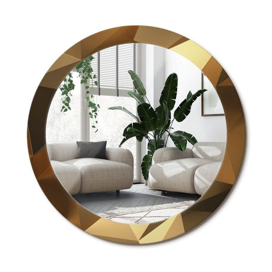 Rundt Tulup-spejl med geometrisk mønster 80 cm designer på bagplade 1 stk.