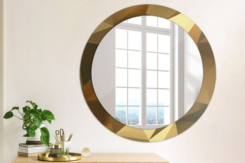 Rundt Tulup-spejl med geometrisk mønster 80 cm designer på bagplade 1 stk.
