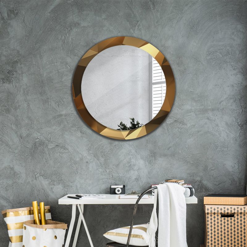 Rundt Tulup-spejl med geometrisk mønster 80 cm designer på bagplade 1 stk.