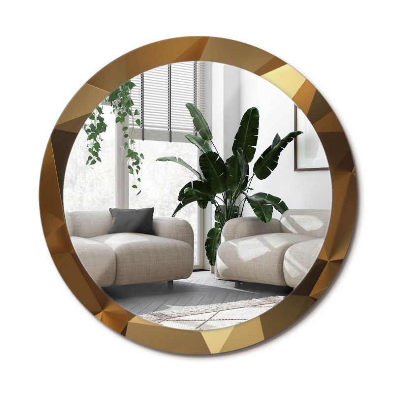 Rundt Tulup-spejl med geometrisk mønster 90 cm - designermodel på hærdet glasplade, 1 stk.