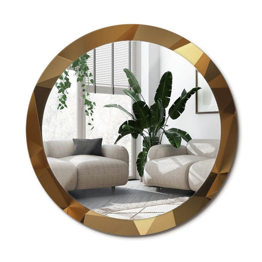 Rundt Tulup-spejl med geometrisk mønster 90 cm - designermodel på hærdet glasplade, 1 stk.