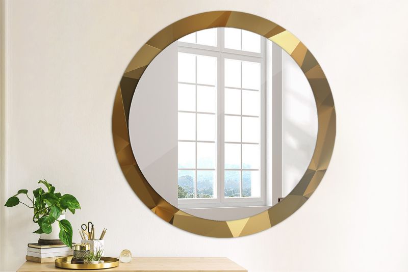Rundt Tulup-spejl med geometrisk mønster 90 cm - designermodel på hærdet glasplade, 1 stk.