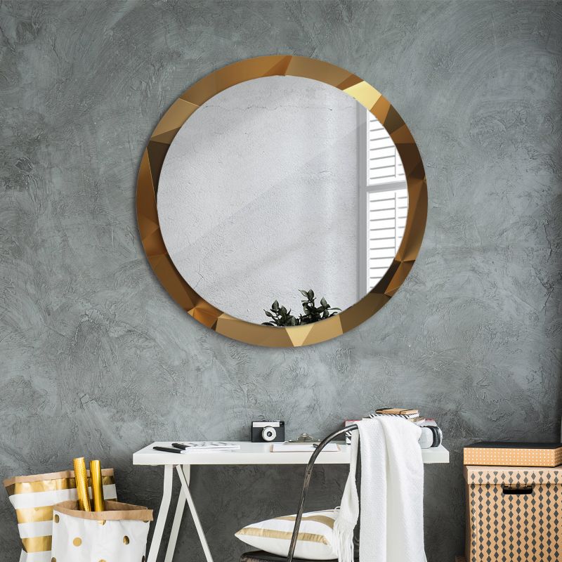 Rundt Tulup-spejl med geometrisk mønster 90 cm - designermodel på hærdet glasplade, 1 stk.