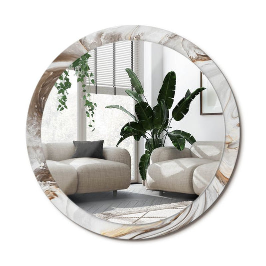 Rundt spejl Tulup lys marmor 100 cm elegant med bagplade 1 stk.