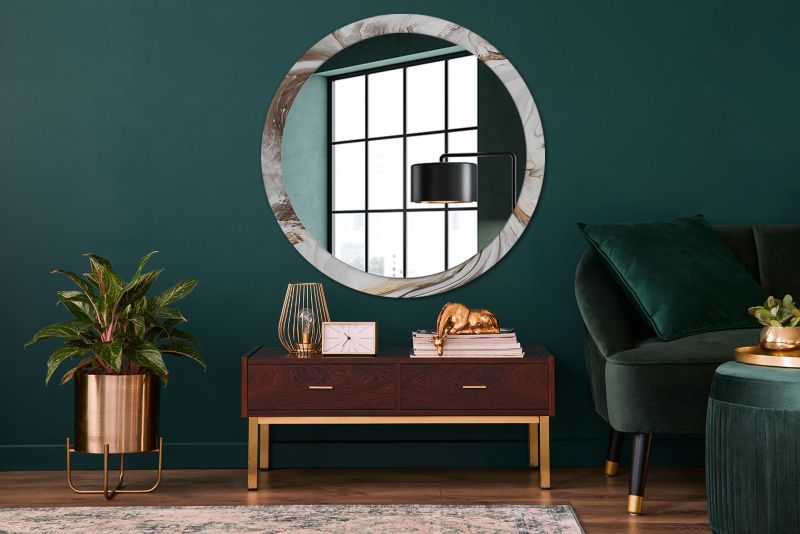 Rundt spejl Tulup lys marmor 100 cm elegant med bagplade 1 stk.