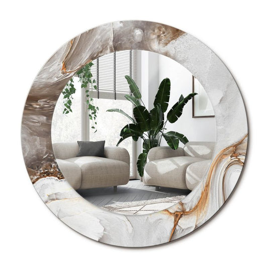 Rundt spejl Tulup Lys marmor 50 cm elegant med bagplade 1 stk.