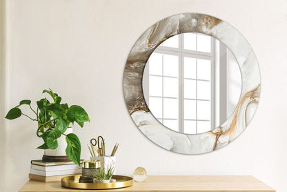 Rundt spejl Tulup Lys marmor 50 cm elegant med bagplade 1 stk.