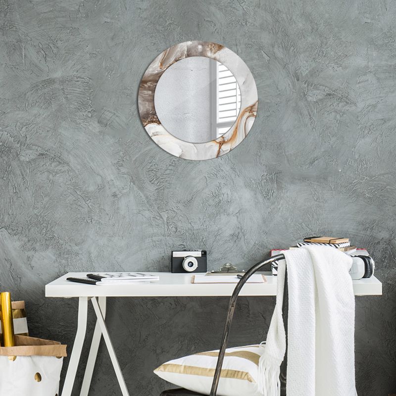 Rundt spejl Tulup Lys marmor 50 cm elegant med bagplade 1 stk.