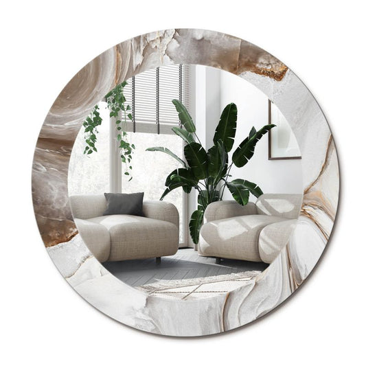 Rundt tulup-spejl i lys marmor 60 cm elegant på bagplade 1 stk.