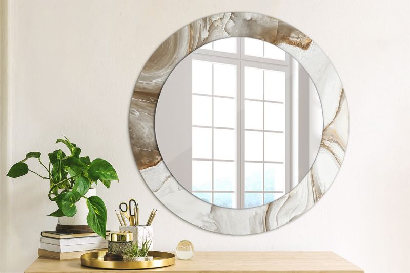 Rundt tulup-spejl i lys marmor 60 cm elegant på bagplade 1 stk.