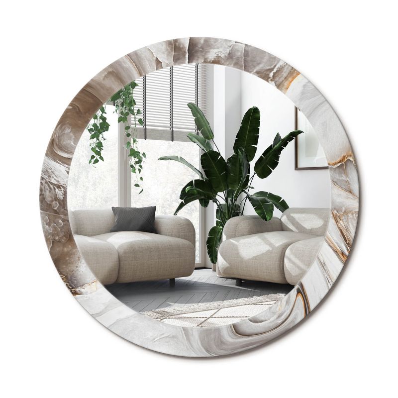 Rundt Tulup-spejl i lys marmor 80 cm elegant på bagplade, 1 stk.