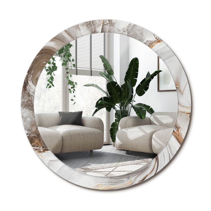 Rundt spejl Tulup Lys marmor 90 cm elegant på bagplade 1 stk.