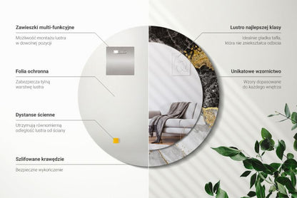 Rundt Tulup Marmur Loft-spejl 60 cm Moderne med glasbund, 1 stk.