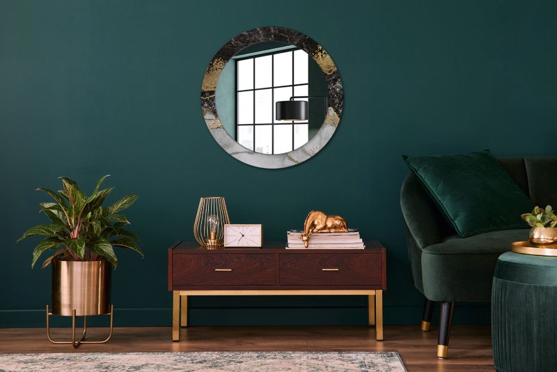 Rundt Tulup Marmur Loft-spejl 70 cm Moderne med bagplade, 1 stk.
