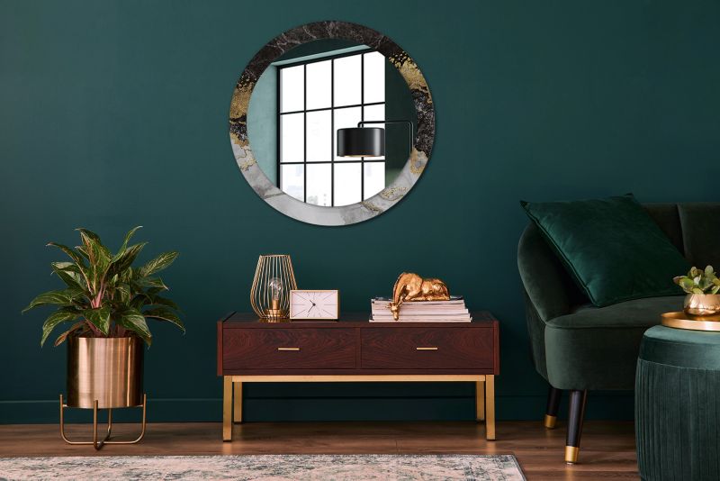 Rundt Tulup Marmur Loft-spejl 80 cm Moderne med bagplade, 1 stk.