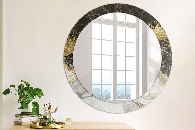 Rundt Tulup Marmur Loft-spejl 80 cm Moderne med bagplade, 1 stk.