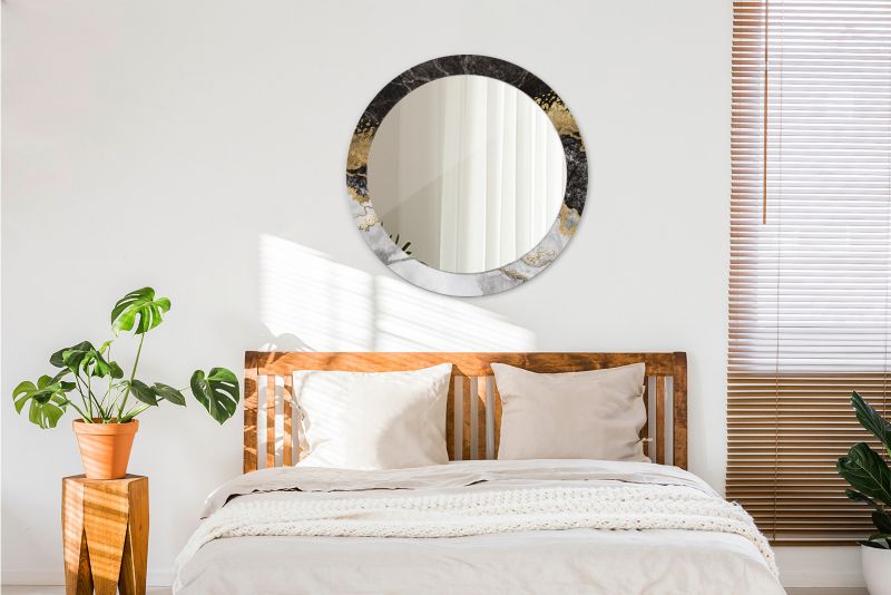 Rundt Tulup Marmur Loft-spejl 80 cm Moderne med bagplade, 1 stk.